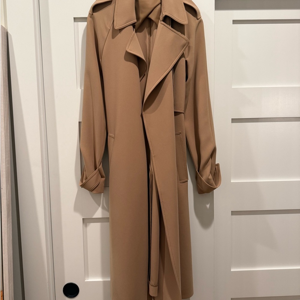 Theory Tan Trench Coat with Belt and Adjustable Cuffs